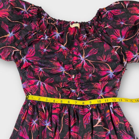 Ulla Johnson Cecile Floral-Print Puff Sleeve Midi Dress in Zinnia Red Size 4 - Picture 7 of 9